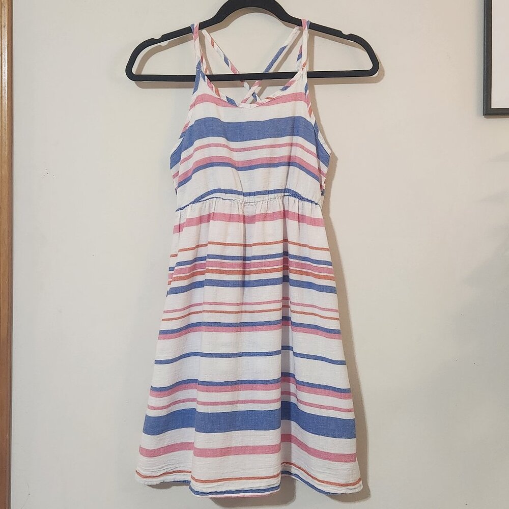 Old Navy Girls XL Fit & Flare Striped Cami Cotton Linen Summer Sun Dress